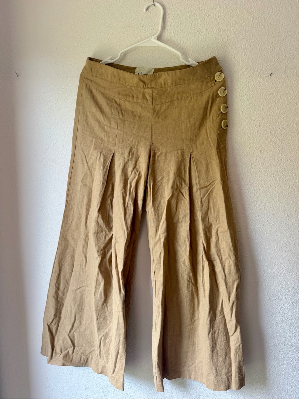 Vintage Linen Pants Side Button Detail